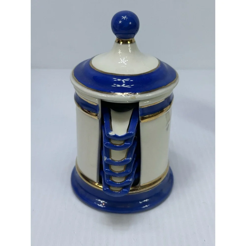 Vintage Tabletop Patriotic Lighter Party Ashtray Set Ceramic Glazed Hand Made